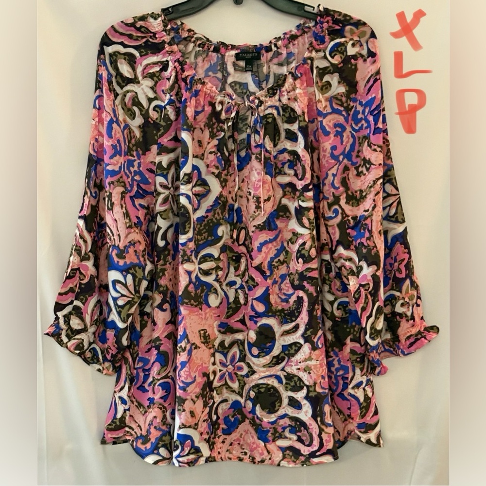 Talbots Multicolor Floral Blouse - Pink, Blue, Black